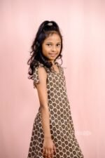 Cream and Brown Block Printed Dress - Image 5