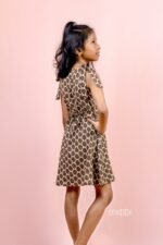 Cream and Brown Block Printed Dress - Image 7