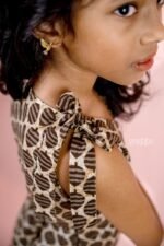 Cream and Brown Block Printed Dress - Image 4