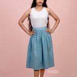 Steel Blue Slub Chambray Classic Skirt