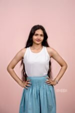 Steel Blue Slub Chambray Classic Skirt - Image 2