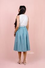 Steel Blue Slub Chambray Classic Skirt - Image 3