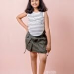 White and Green Crop Top