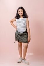 White and Green Crop Top