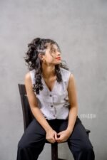 Ecru Checked Vest Top - Image 4