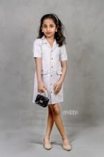 Ecru Checked Formal Dress - Image 4