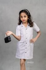 Ecru Checked Formal Dress - Image 3