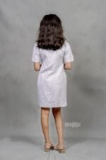 Ecru Checked Formal Dress - Image 2