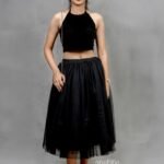 Black Netted Flared Skirt
