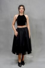 Black Netted Flared Skirt