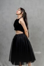 Black Netted Flared Skirt - Image 5