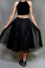 Black Netted Flared Skirt - Image 4