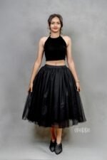 Black Netted Flared Skirt - Image 2