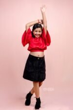 Satin Red Fancy sleeve Top - Image 4