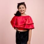 Satin Red Fancy sleeve Top