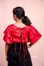 Satin Red Fancy sleeve Top - Image 6