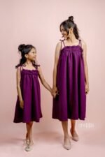 Shoulder Tying Deep Purple Dress - Image 2
