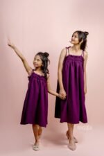 Shoulder Tying Deep Purple Dress - Image 3
