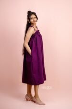 Shoulder Tying Deep Purple Dress - Image 7