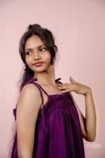 Shoulder Tying Deep Purple Dress - Image 5