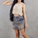 Handmade Crochet Ecru Sleeveless Top