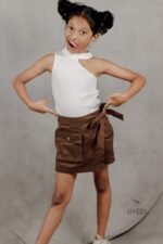 Dark Brown Twill Skorts - Image 3