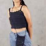 Handmade Crochet Black Top and Bag