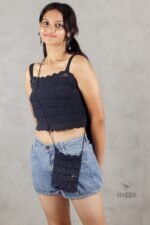 Handmade Crochet Black Top and Bag