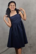 Black and Blue Printed Flare Dress - Image 3