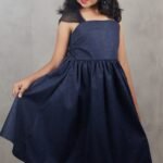 Black and Blue Printed Flare Dress