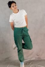 Kaki Green Twill Cargo Pants - Image 2