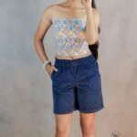 Smocked Blue Corduroy Shorts