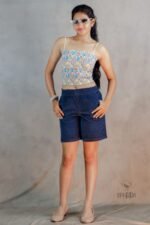 Smocked Blue Corduroy Shorts - Image 6
